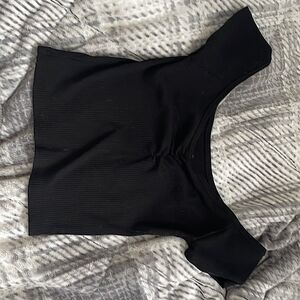 American Eagle Ribbed Black Off-Shoulder Top